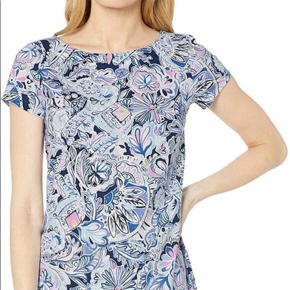 Lilly Pulitzer Bay Dress Blue Namaste in Jungle Size XS - Picture 3 of 8